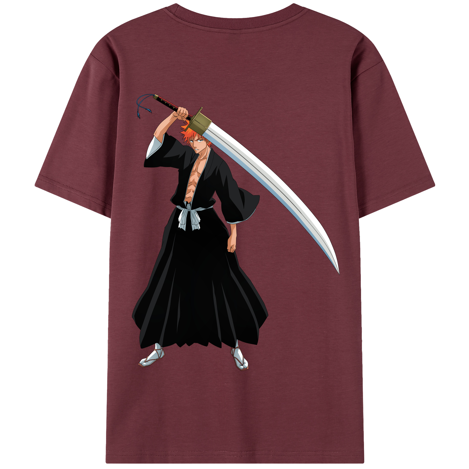 （画像用） ブリーチ 黒崎一護（くろさき いちご）BLEACH Kurosaki Ichigo 綿100％半袖Tシャツ（背面プリント）